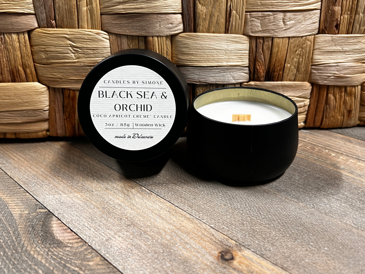 3oz Black Sea & Orchid Wooden Wick Candle