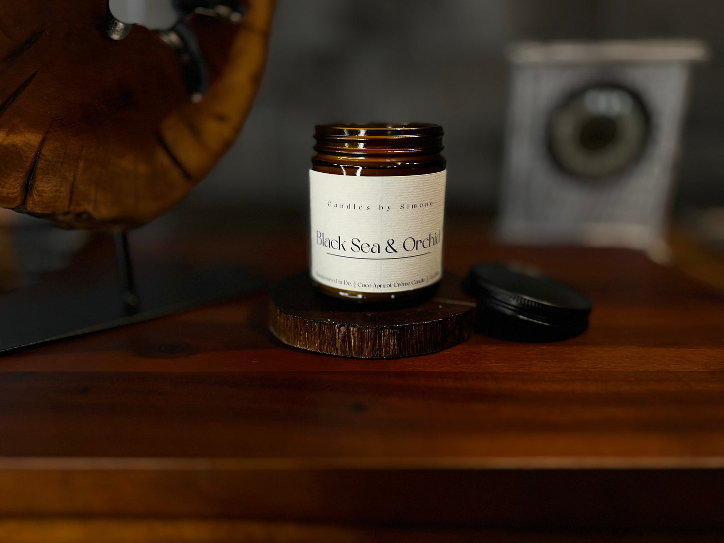 7oz Black Sea & Orchid Wooden Wick Candle