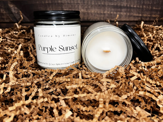 7oz Purple Sunset Wooden Wick Candle