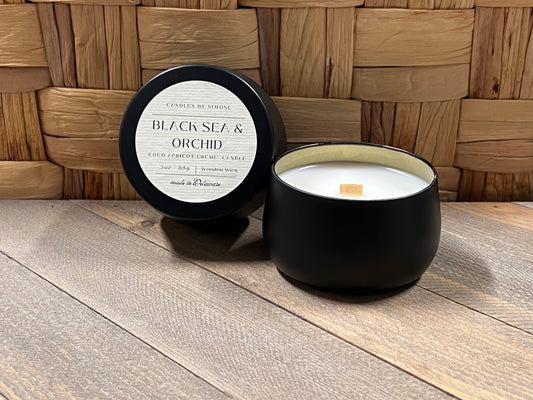 3oz Black Sea & Orchid Wooden Wick Candle