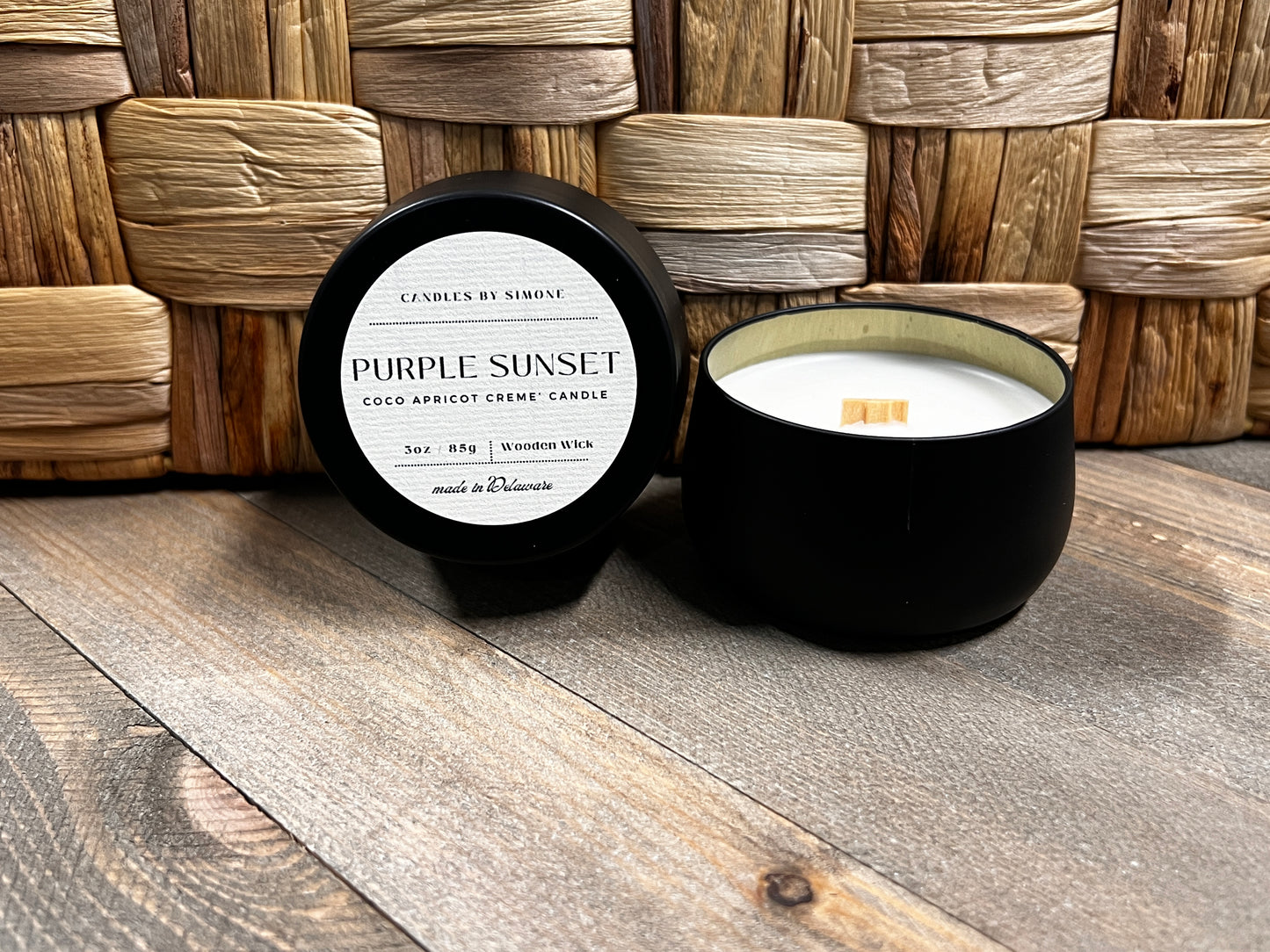 3oz Purple Sunset Wooden Wick Candle