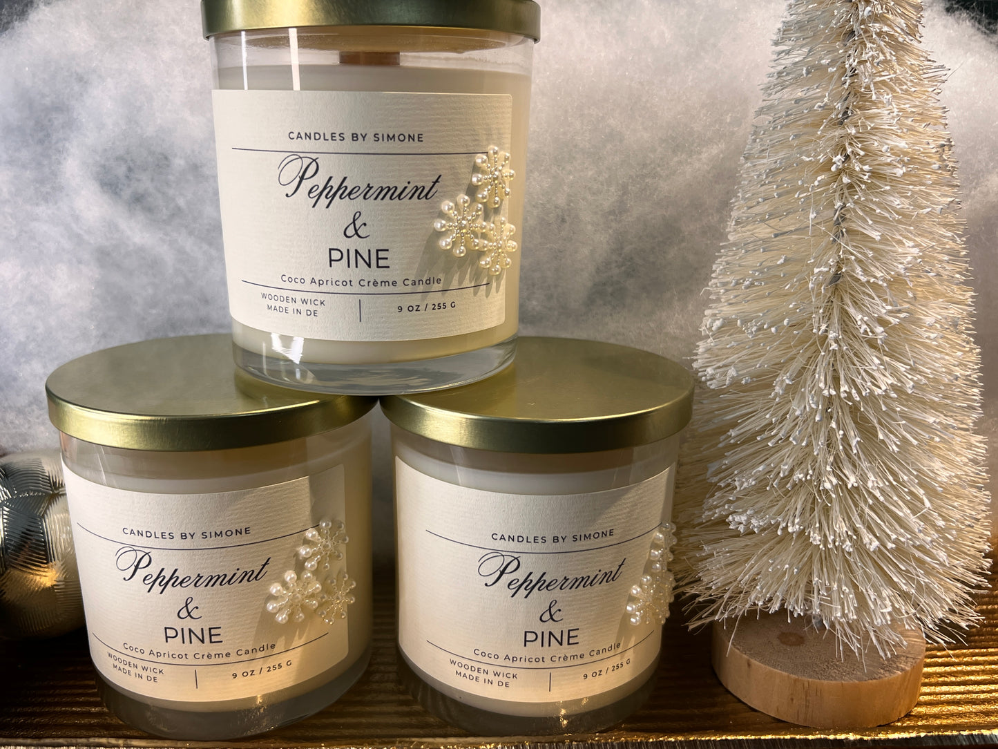 9oz Peppermint & Pine Wooden Wick Candle