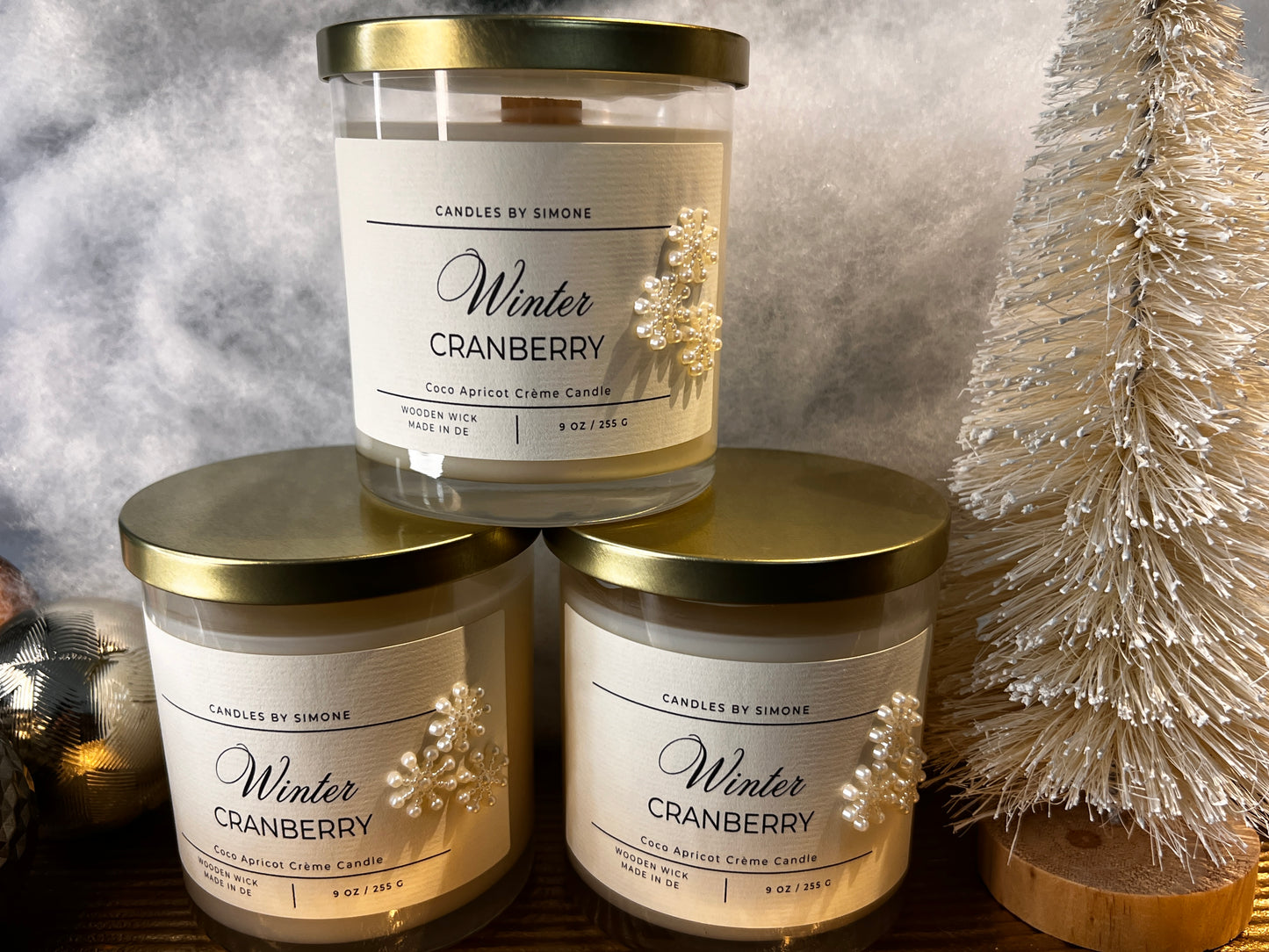 9oz Winter Cranberry Wooden Wick Candle