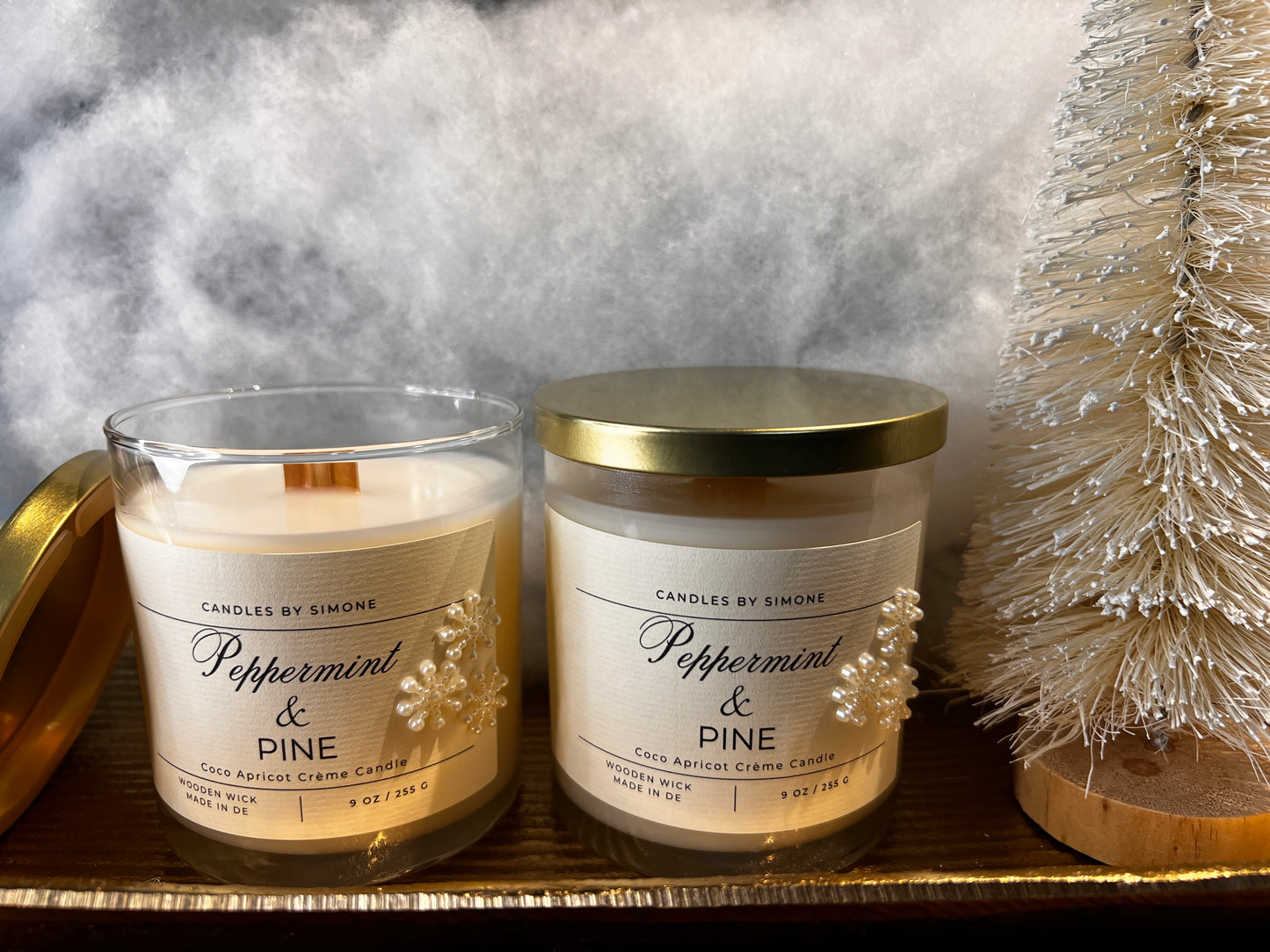 9oz Peppermint & Pine Wooden Wick Candle