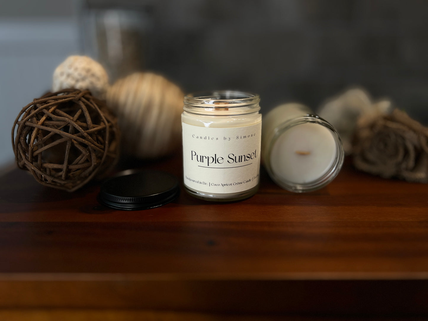 7oz Purple Sunset Wooden Wick Candle